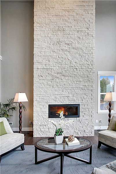 white brick fireplace